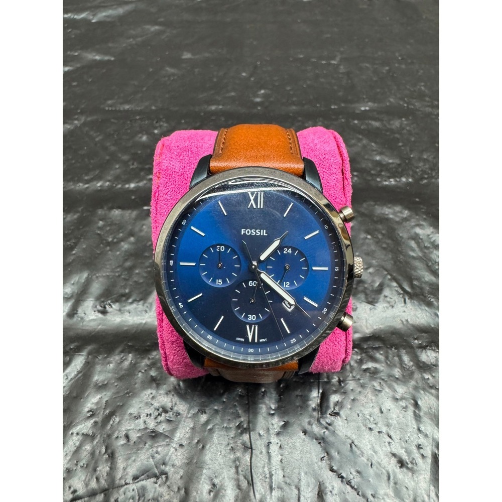 Fossil Neutra FS5791 Chronograph Blue Dial Brown‎ Leather Strap Analogue Watch